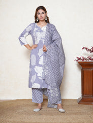 Lavender Blue floral printed suit