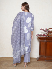 Lavender Blue floral printed suit