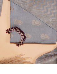 Silver Grey Crepe Silk Suit