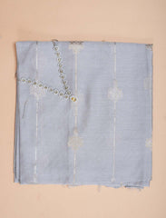 Silver Grey Pure Cotton Silk Banarasi Suit