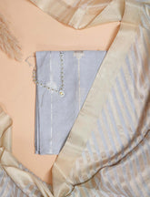 Silver Grey Pure Cotton Silk Banarasi Suit