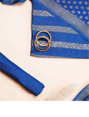 Blue Cotton Silk Suit