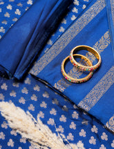 Blue Cotton Silk Suit