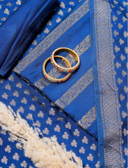 Blue Cotton Silk Suit