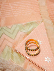 Peach Pure Cotton Silk Banarasi Suit