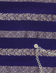 Cotton Navy Blue Silk Suit