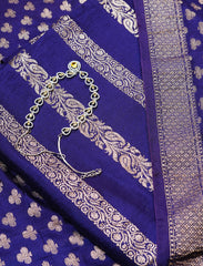 Cotton Navy Blue Silk Suit