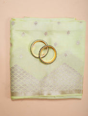 Green Pure Modal Silk Banarasi Suit With Digital Print Dupatta