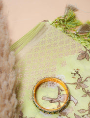 Green Pure Modal Silk Banarasi Suit With Digital Print Dupatta