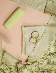 Green Pure Modal Silk Banarasi Suit With Digital Print Dupatta