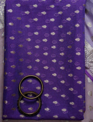 Violet Banarasi Chanderi Cotton Silk Suit With Contrast Dupatta