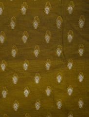 Mehendi Green Banarssi Chanderi Cotton Silk Suit With Contrast Dupatta