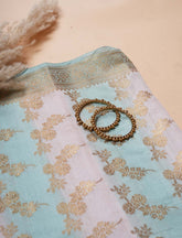 Coral Blue Pure Banarasi Chanderi Silk Suit