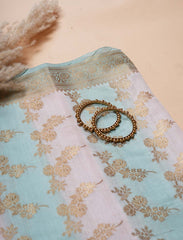 Coral Blue Pure Banarasi Chanderi Silk Suit