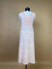 Exquisite Jaaldar Mulchanderi With Delicate Coloured Thread Embroidary