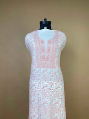 Exquisite Jaaldar Mulchanderi With Delicate Coloured Thread Embroidary