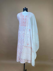 Exquisite Jaaldar Mulchanderi With Delicate Coloured Thread Embroidary