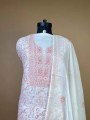 Exquisite Jaaldar Mulchanderi With Delicate Coloured Thread Embroidary