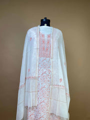 Exquisite Jaaldar Mulchanderi With Delicate Coloured Thread Embroidary