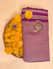Chinese purple crepe silk saree