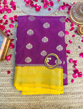 Plum purple banarasi crepe silk saree