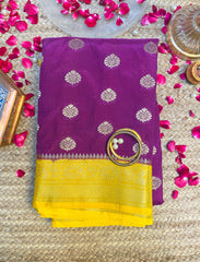 Plum purple banarasi crepe silk saree