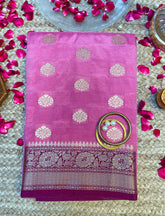 Rich Lilac banarasi crepe silk saree