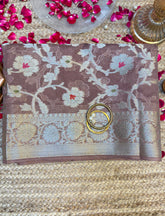 Toupe brown crepe Silk saree