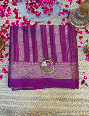 Chinese purple crepe silk saree