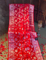 Scarlett Red crepe Silk saree