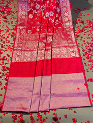 Scarlett Red crepe Silk saree