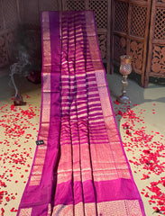 Chinese purple crepe silk saree
