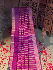 Chinese purple crepe silk saree