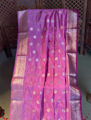 Rich Lilac banarasi crepe silk saree