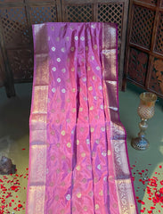 Rich Lilac banarasi crepe silk saree