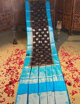 Black banarasi crepe silk saree