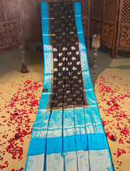 Black banarasi crepe silk saree