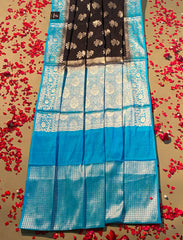 Black banarasi crepe silk saree