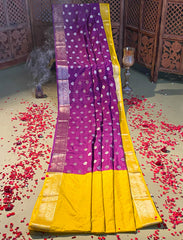 Plum purple banarasi crepe silk saree