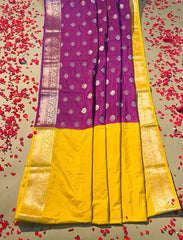 Plum purple banarasi crepe silk saree