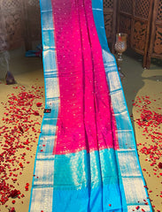 Magenta Pink banarasi crepe silk saree