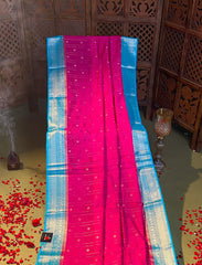 Magenta Pink banarasi crepe silk saree
