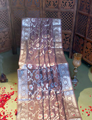 Toupe brown crepe Silk saree