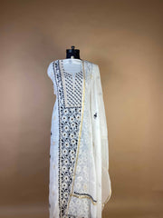Pure Mulchanderi Chikankari Suit With Exquisite Bead Work