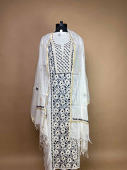 Pure Mulchanderi Chikankari Suit With Exquisite Bead Work