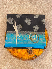 Black banarasi crepe silk saree