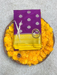 Plum purple banarasi crepe silk saree