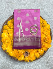 Rich Lilac banarasi crepe silk saree