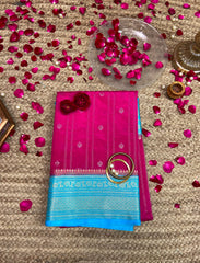 Magenta Pink banarasi crepe silk saree