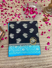 Black banarasi crepe silk saree